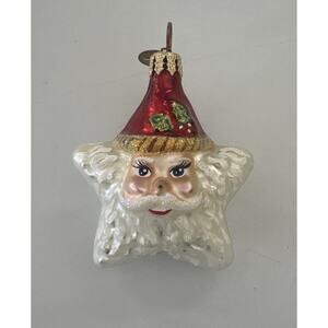 Christopher Radko Shine On Santa Red Hat Star Shaped Ornament Collectible
